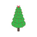 Christmas tree fir flat style design icon sign vector illustration. Royalty Free Stock Photo